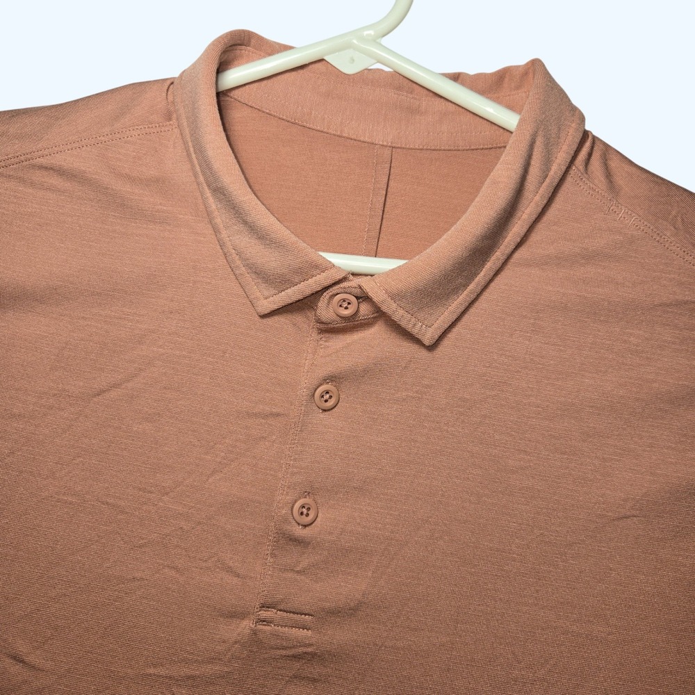 Lululemon Evolution Polo Shirt Mens Large Mauve Pink Short Sleeve Golf Top